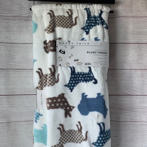 Happy Tails Plush Throw Blanket Dog Puppy Pattern 50x70" - Picture 5 of 10